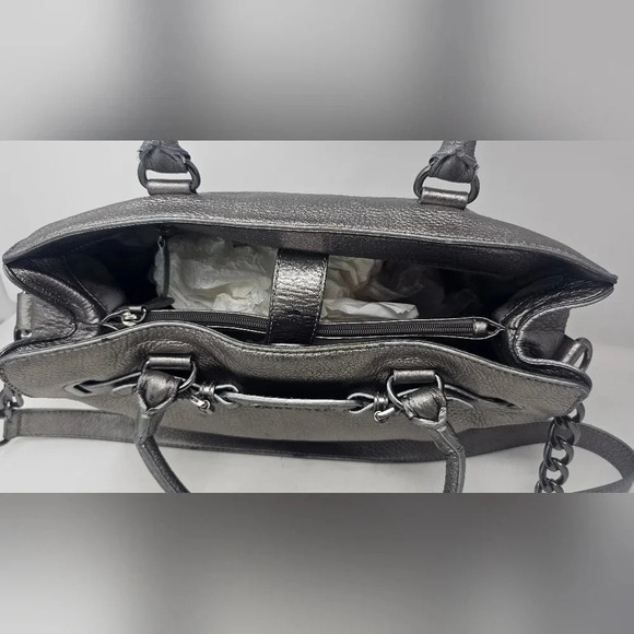 MICHAEL KORS HAMILTON JEWELL NICKEL LEATHER GUNMETAL LARGE TOTE BAG - Picture 9 of 15